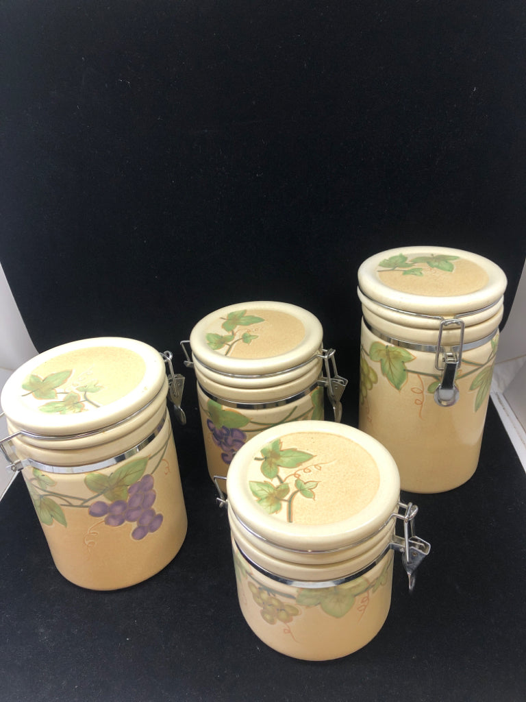 4 CREAM W GRAPES CANISTERS.
