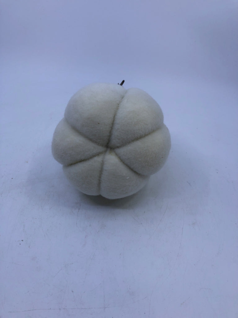 TALL WHITE PLUSH FABRIC PLASTIC PUMPKIN.