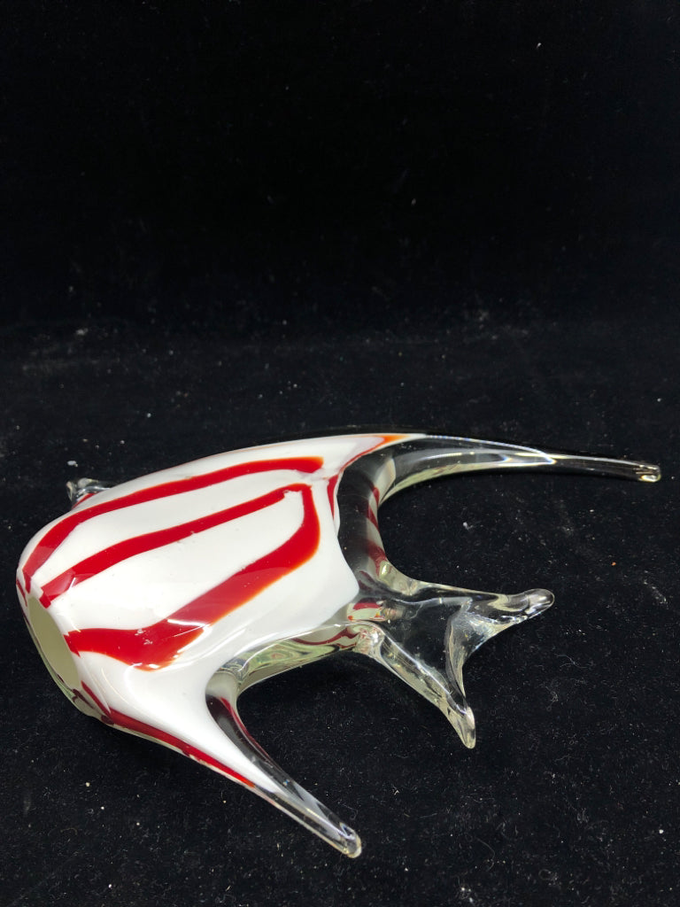 RED AND WHITE GLASS FISH.