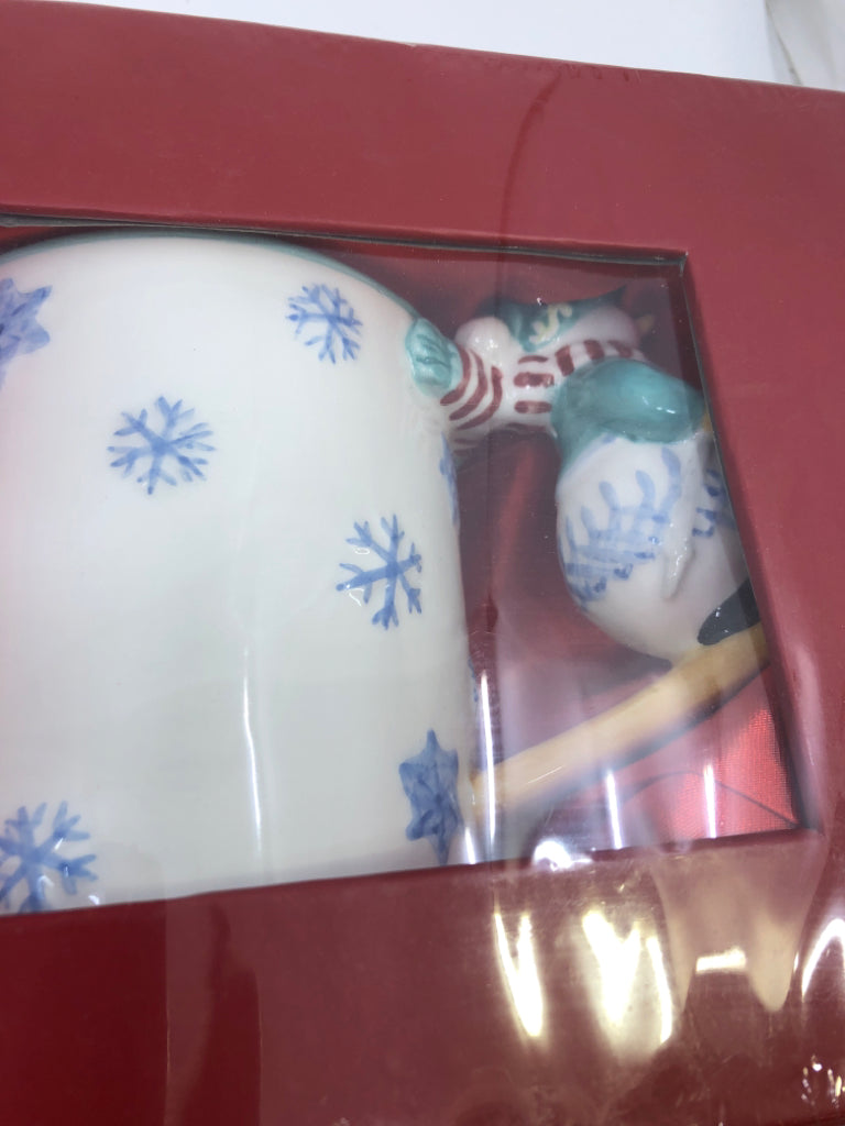 2 NIB WATERFORD LISMORE LYLE SNOWMAN MUGS.