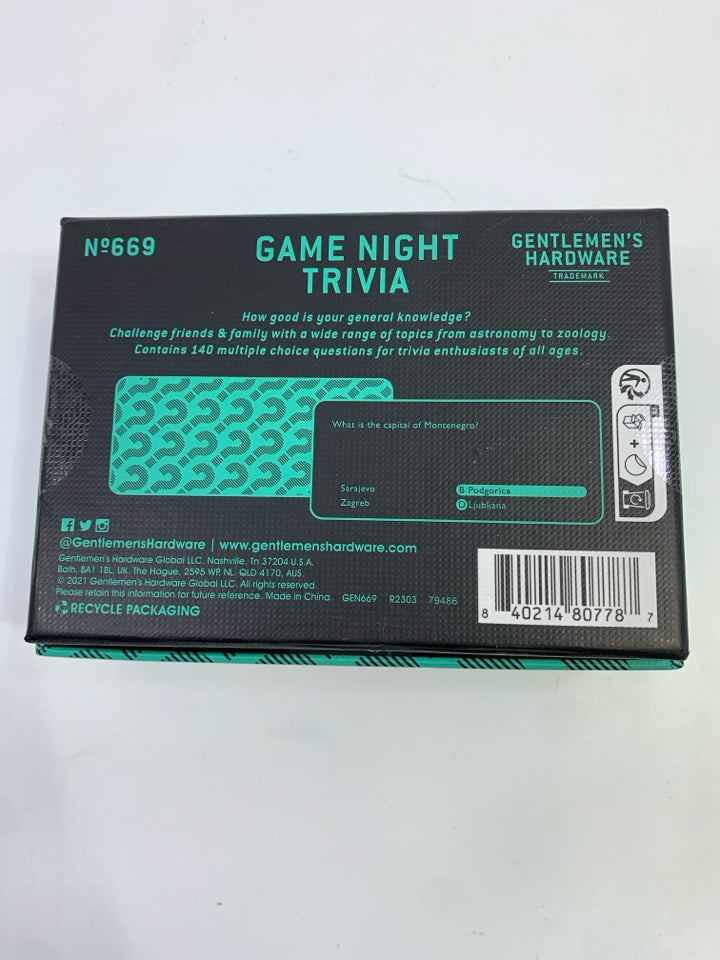 NIP GENTLEMENS HARDWARE TRIVIA GAME.
