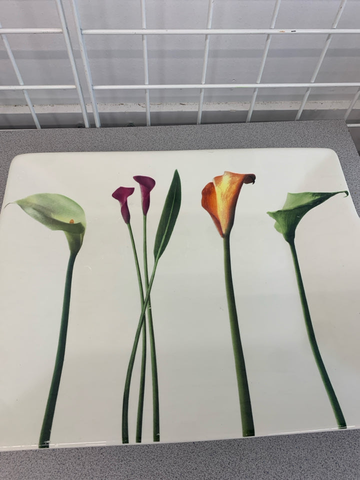 CALA LILY FLORAL SERVING PLATTER.