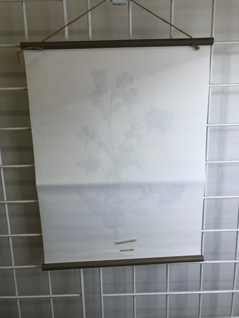 SMALL TAPESTRY W/ BLUE FLOWERS WALL ART.