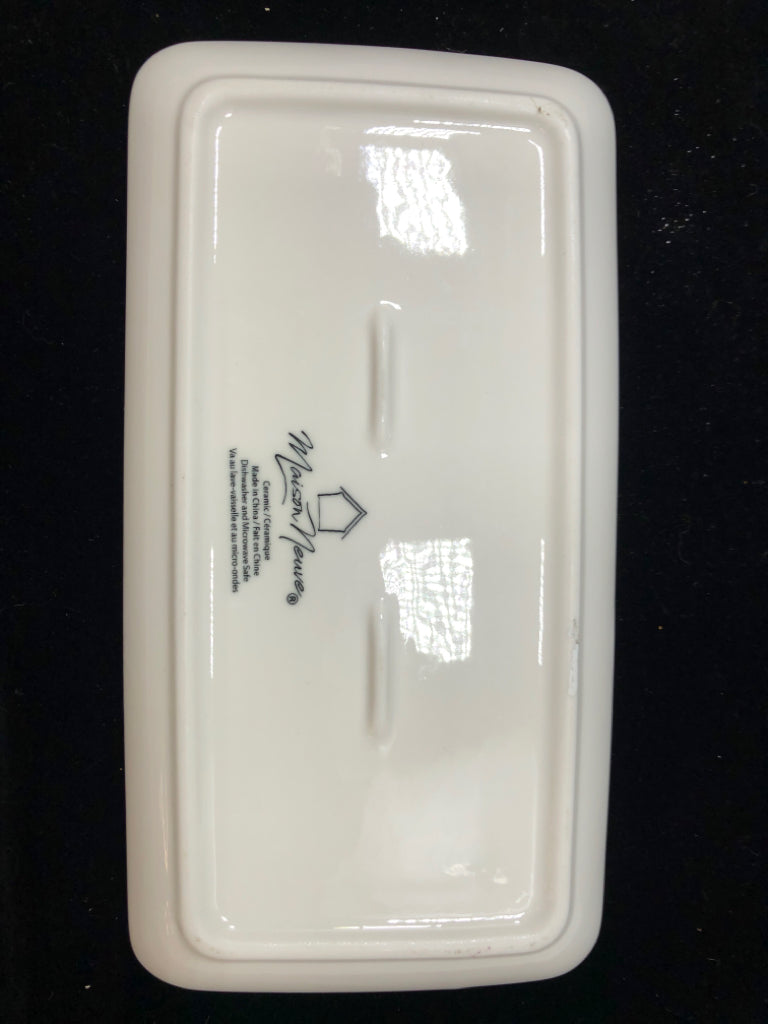 FLORAL BUTTER DISH W/LID-MASON NEUVE CERAMIC.