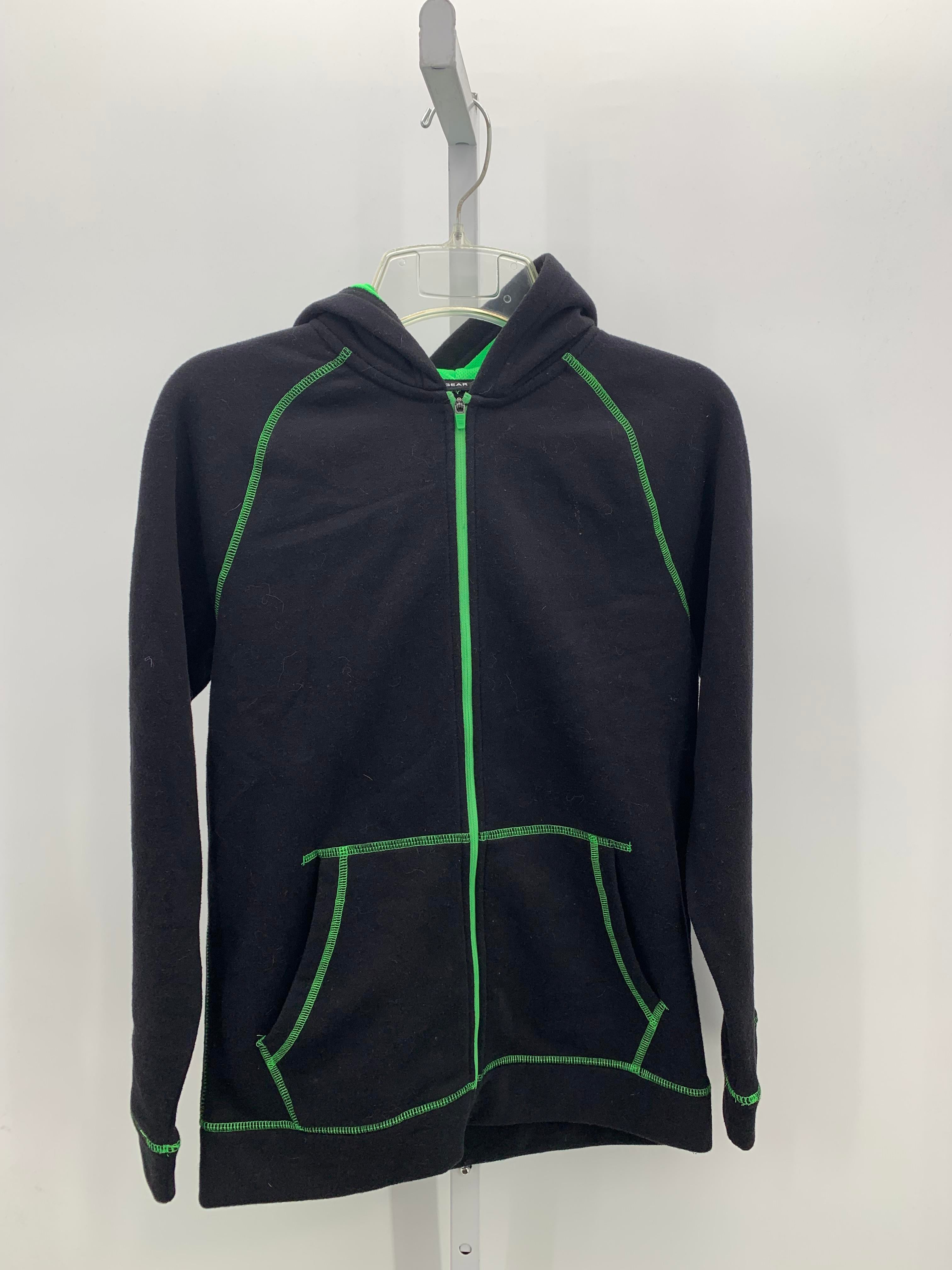 GREEN THREAD HOODED ZIP KNIT