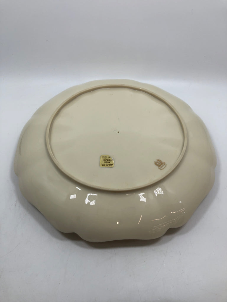 HOLLY SERVING TRAY W/DIP BOWL ATTACHED - LENOX.