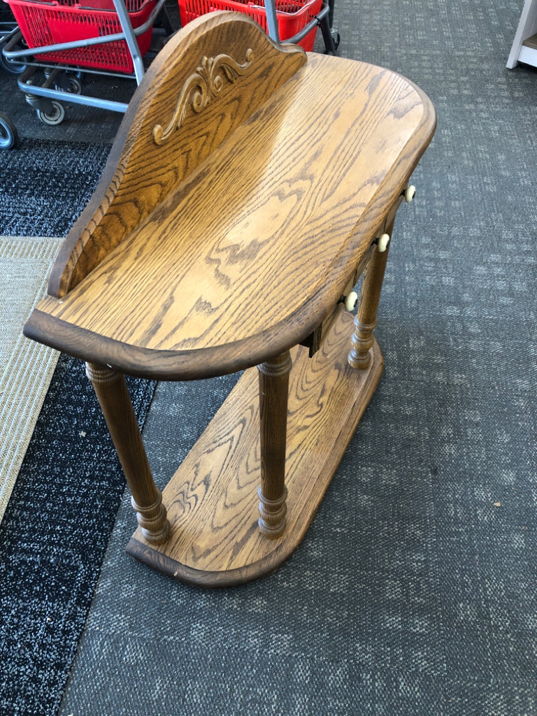 2pc WOOD CONSOLE TABLE + WALL MIRROR.