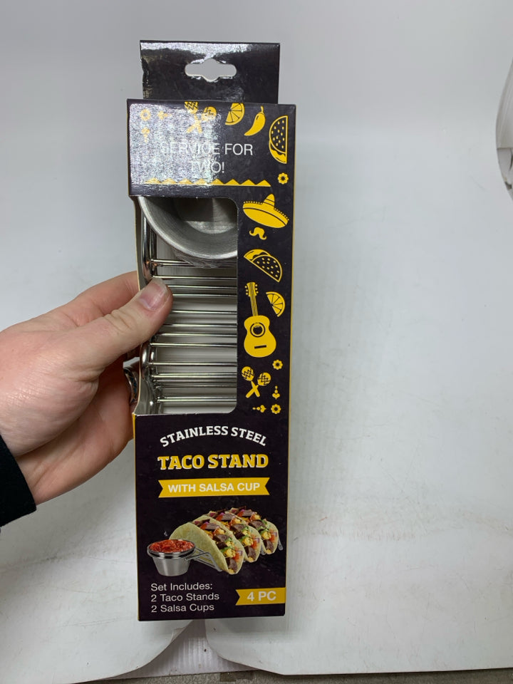 NIB SVC 2 TACO STAND W/ SALSA CUPS.