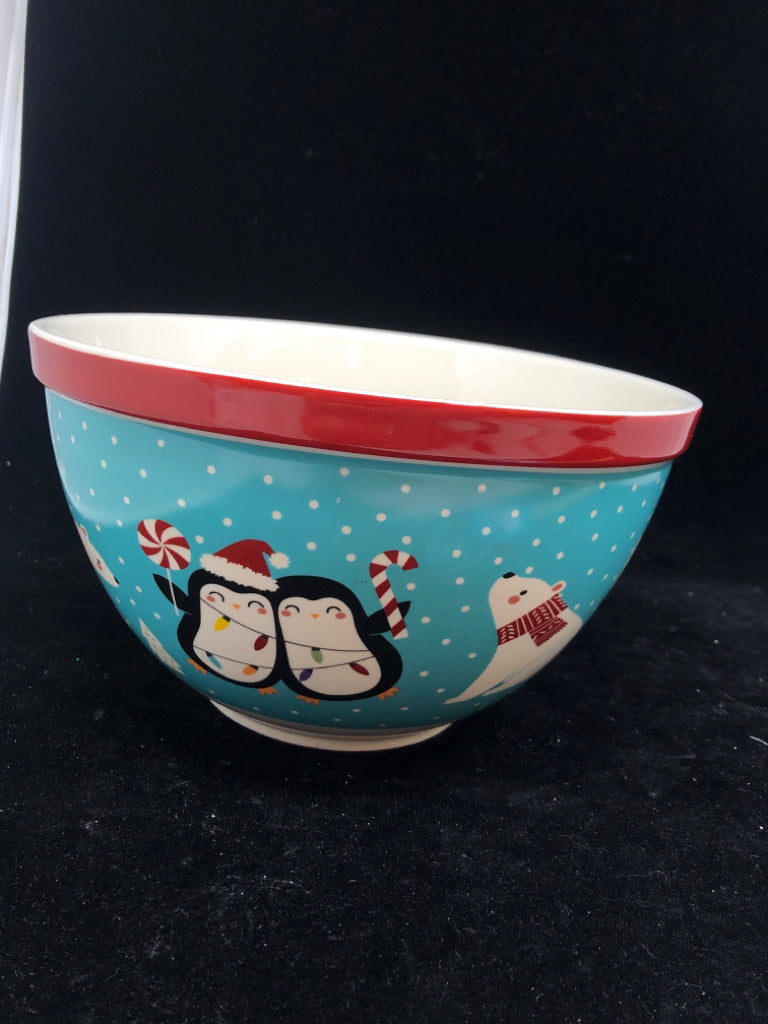 PENGUINS AND POLAR BEARS MIXING BOWL W SPATULA.