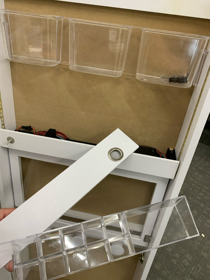 FULL LENGTH BODY MIRROR ON SWIVEL W/ JEWELRY STORAGE.