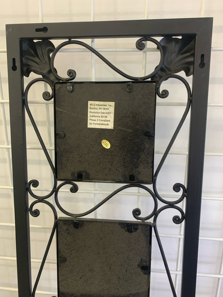 3SQUARE MIRROR METAL SCROLL WALL HANGING W/BRONZE DETAILS.