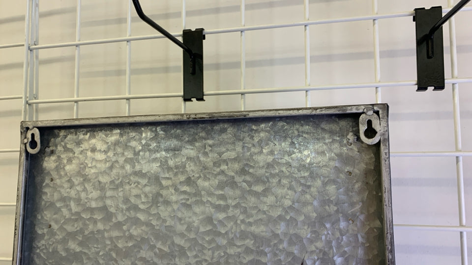 GALVANIZED METAL 3 TIER FOLDER WALL HANGING.