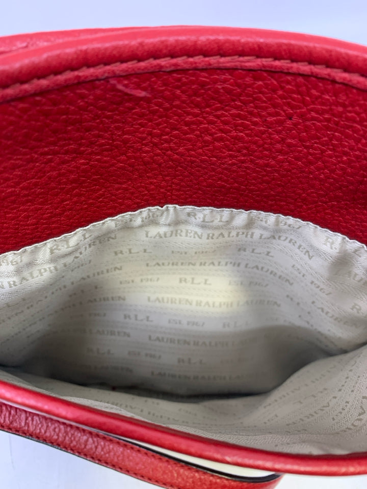 Lauren Ralph Lauren Red Large Embossed Logo Leather Crossbody *Minor Wear/Marks