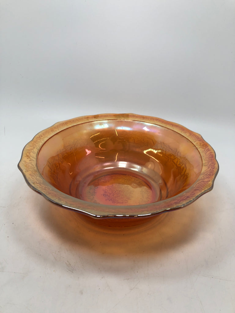 SM STYLE CARNIVAL GLASS ROUND SERVING BOWL.
