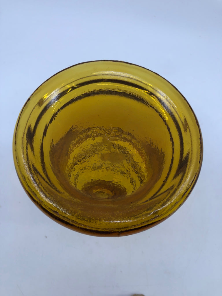 VTG BELL SHAPED AMBER GLASS EMPTY DECANTER.
