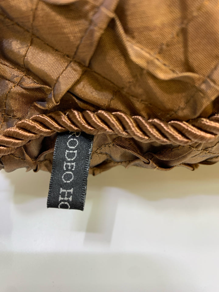 BROWN RUFFLED PILLOW W/ROPE EDGE RODEO HOME.