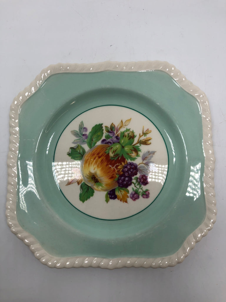 6 VTG FRUIT DESIGN PLATES W/ROPE STYLE BORDER.