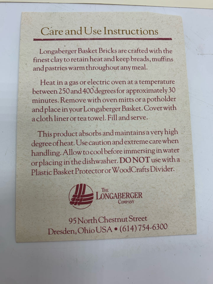 NIB BREAD BASKET BRICK.