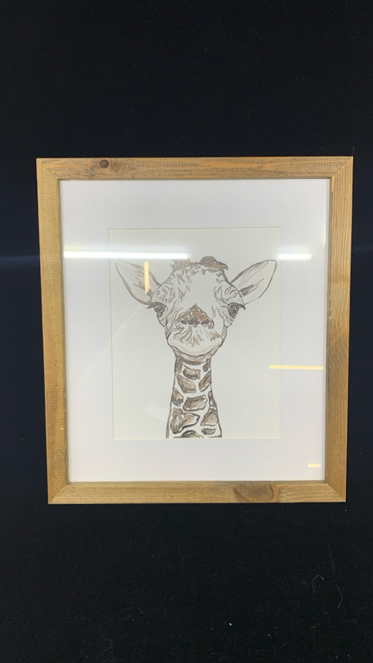 FRAMED GIRAFFE ART PRINT.