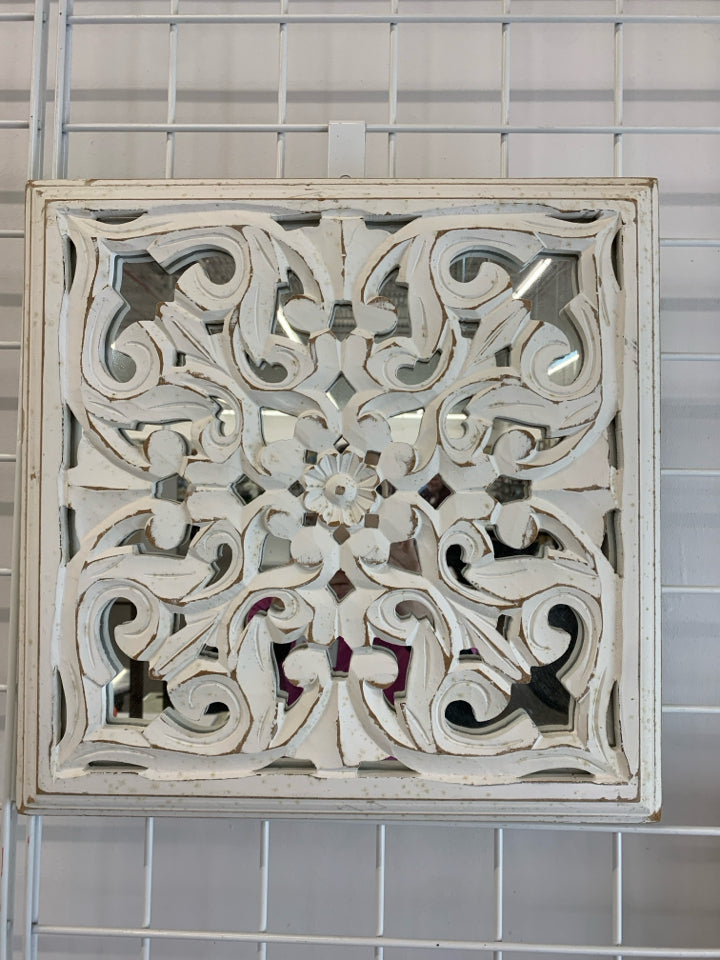 WHITE WOODEN DECOR WALL PANEL.