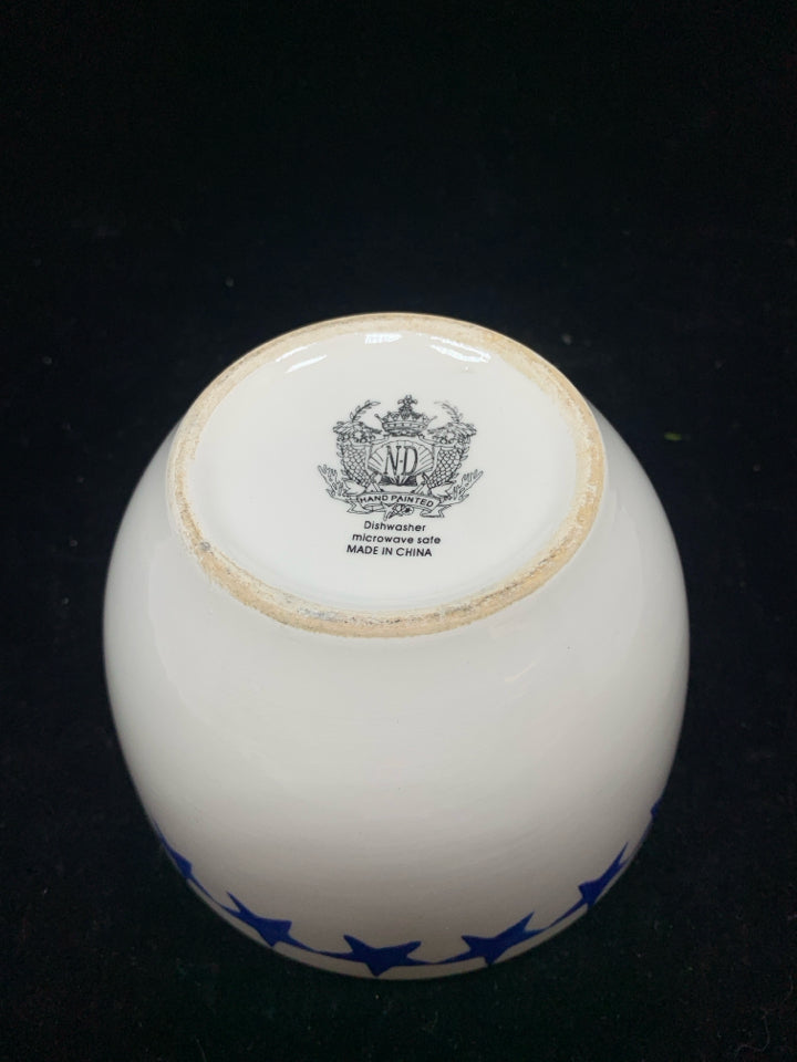 BLUE STAR RIM CERAMIC BOWL.