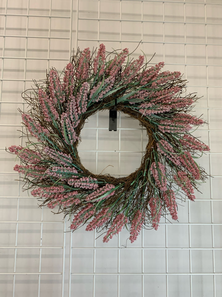 FAUX PURPLE HEATHER WREATH.