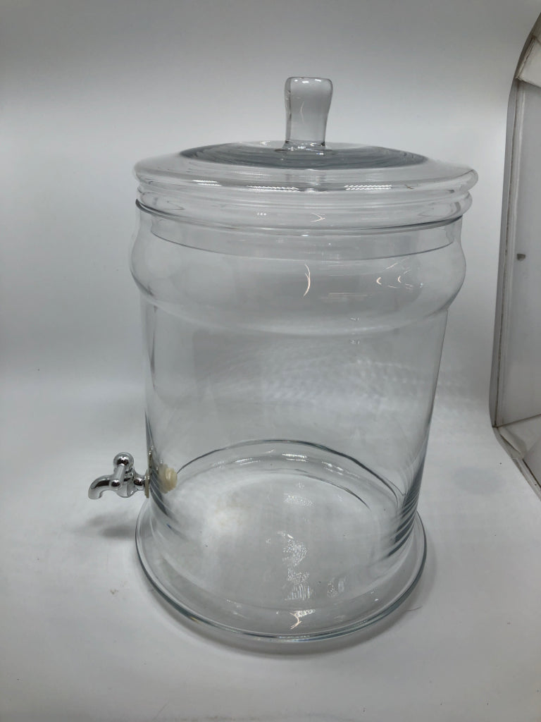 GLASS DRINK DISPENSER W/LID.