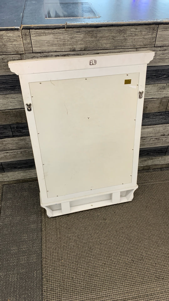 CREAM COLORED MIRROR W/SHELF.