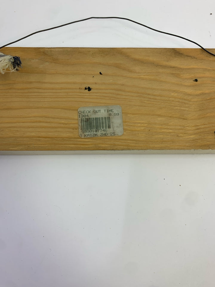 CHECK-OUT TIME IS 18- HANGING BLOCK SIGN.