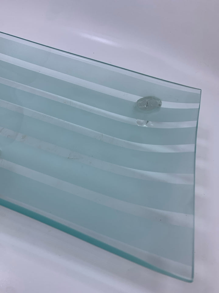 FROSTED GLASS FOOTED TRAY.