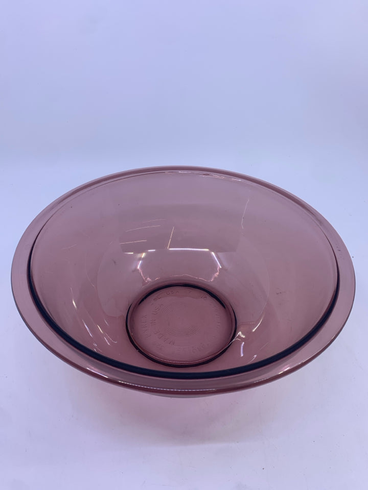 PURPLE PYREX MIXING BOWL.