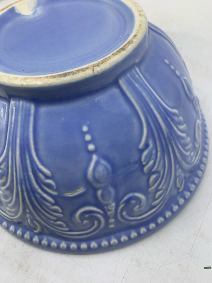 VTG STONEWARE SCROLL & LEAF DESIGN BOWL.