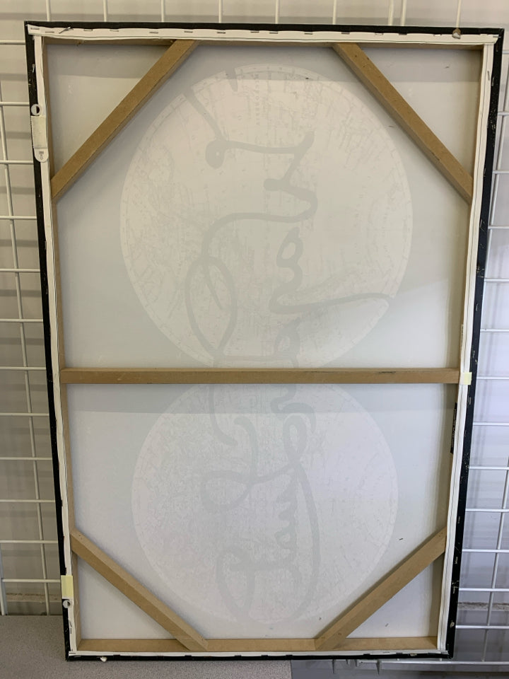 "WANDERLUST" WORLD WORLD MAP CANVAS ART.