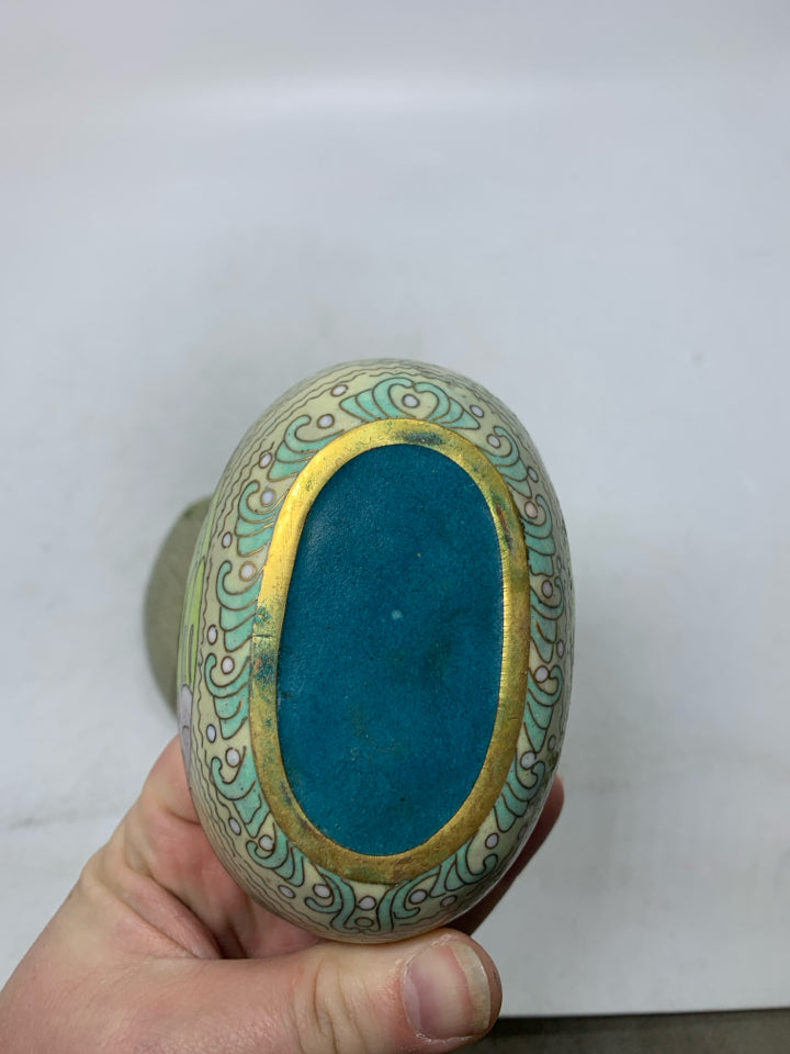 VTG ENAMEL BRASS SWAN TRINKET BOX.