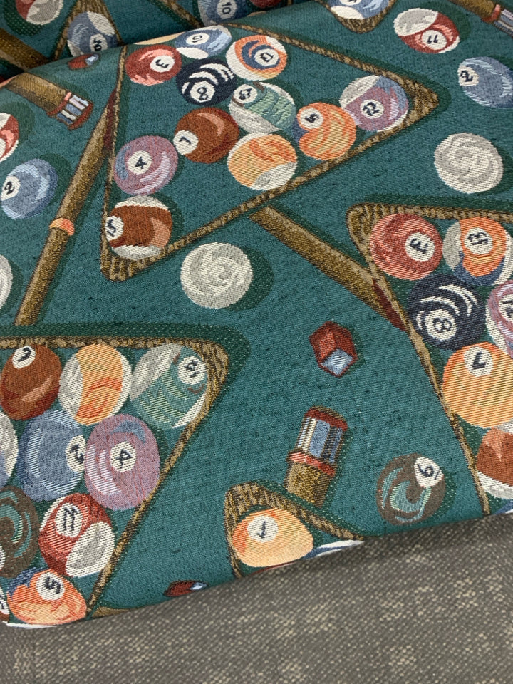 4 UPHOLSTERED POOL TABLE CHAIRS.