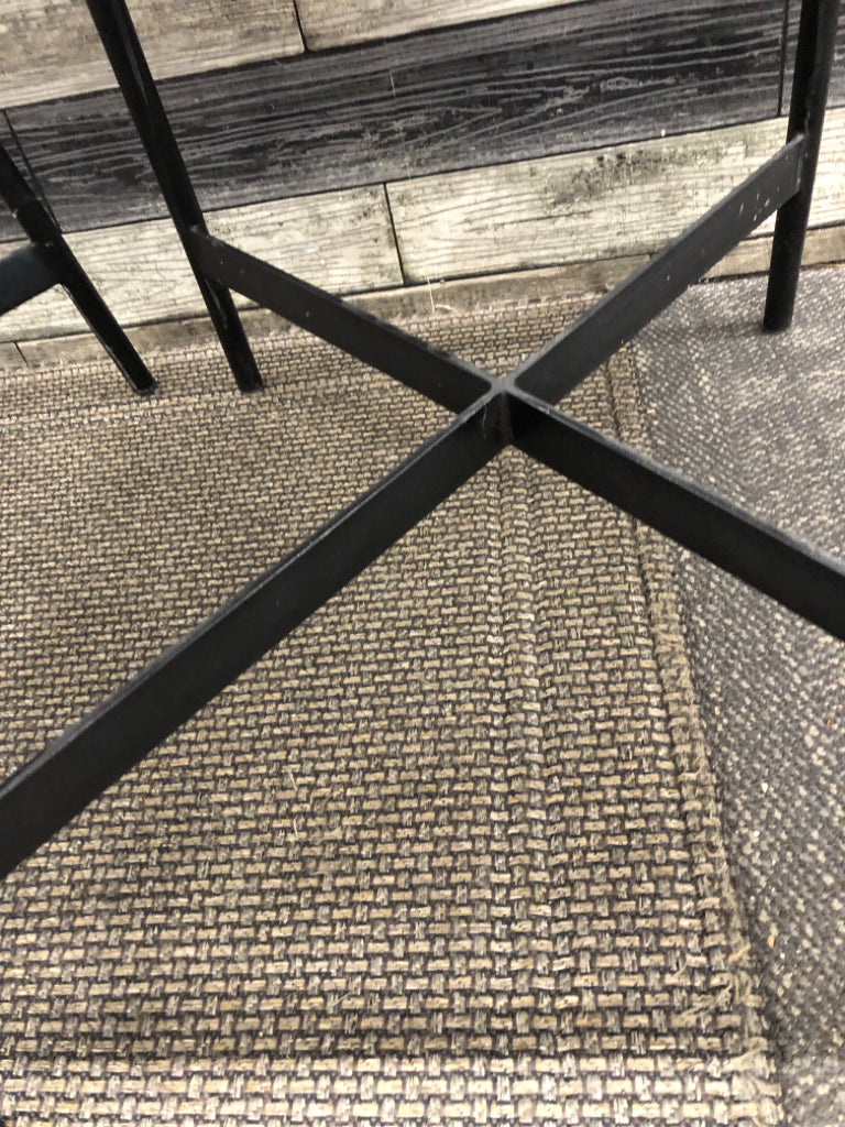 2 BROWN LEATHER CHAIRS CRATE & BARREL.