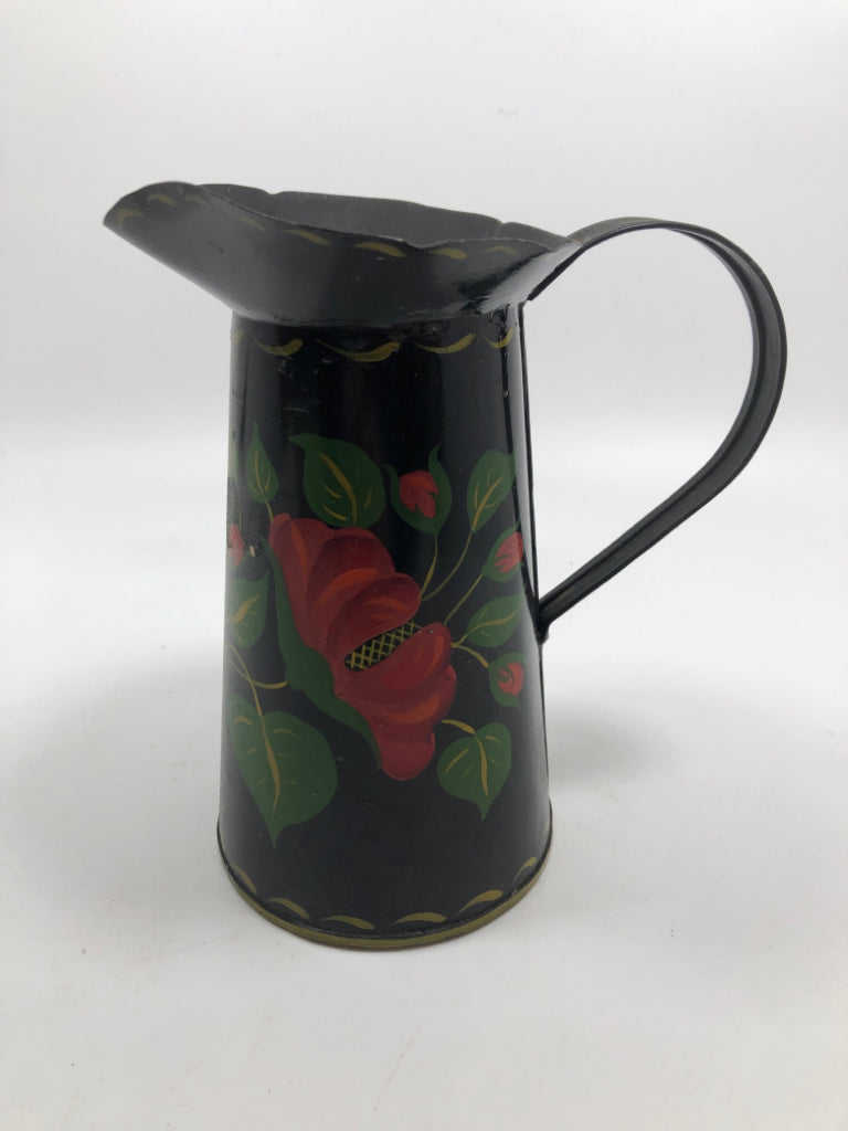 VTG PAINTED METAL SMALL PITCHER.