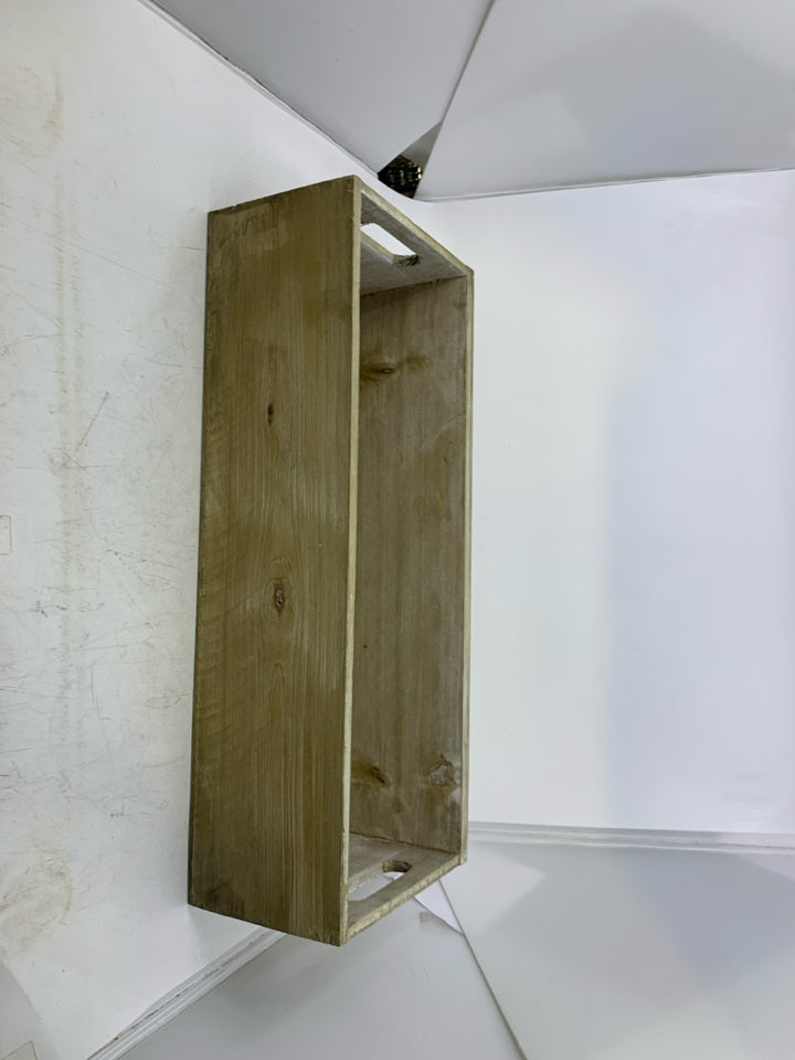 WOOD RECTANGLE HOMEMADE REINDEER TREES W/ HANDLES.