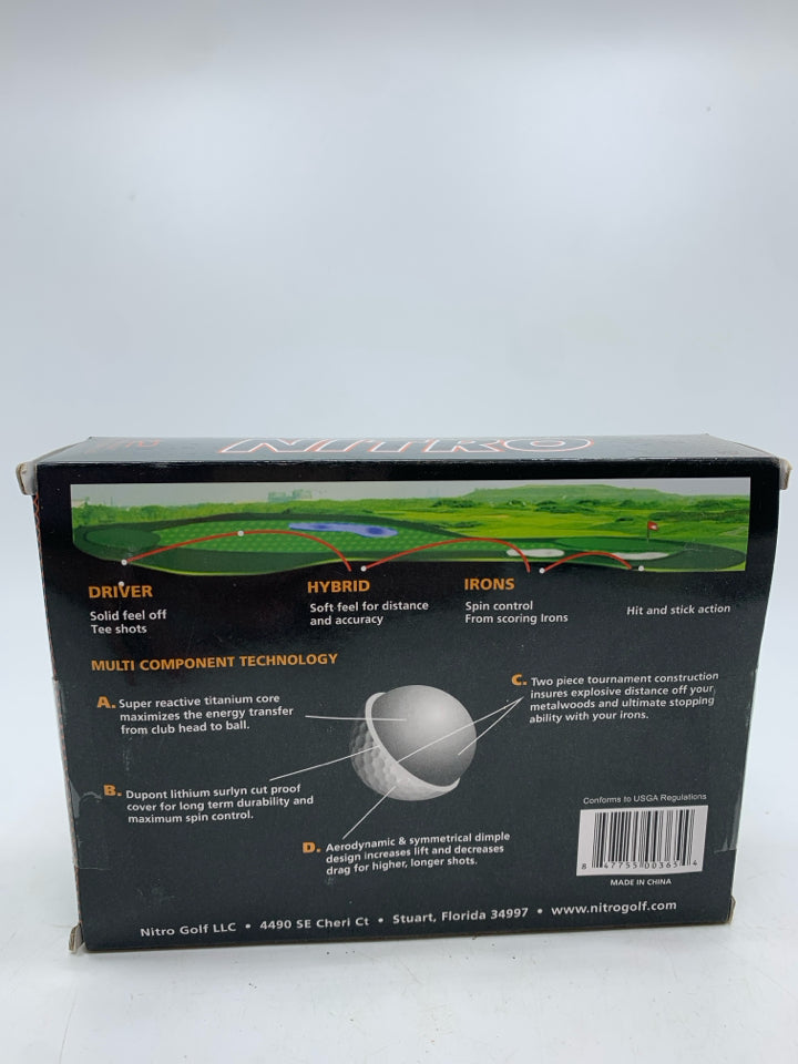 NIB NITRO 12 ORANGE GOLF BALLS.