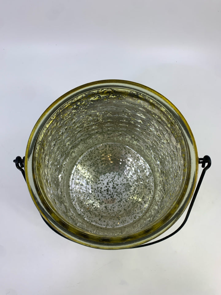 LARGE GOLD MERCURY GLASS CANDLE HOLDER.
