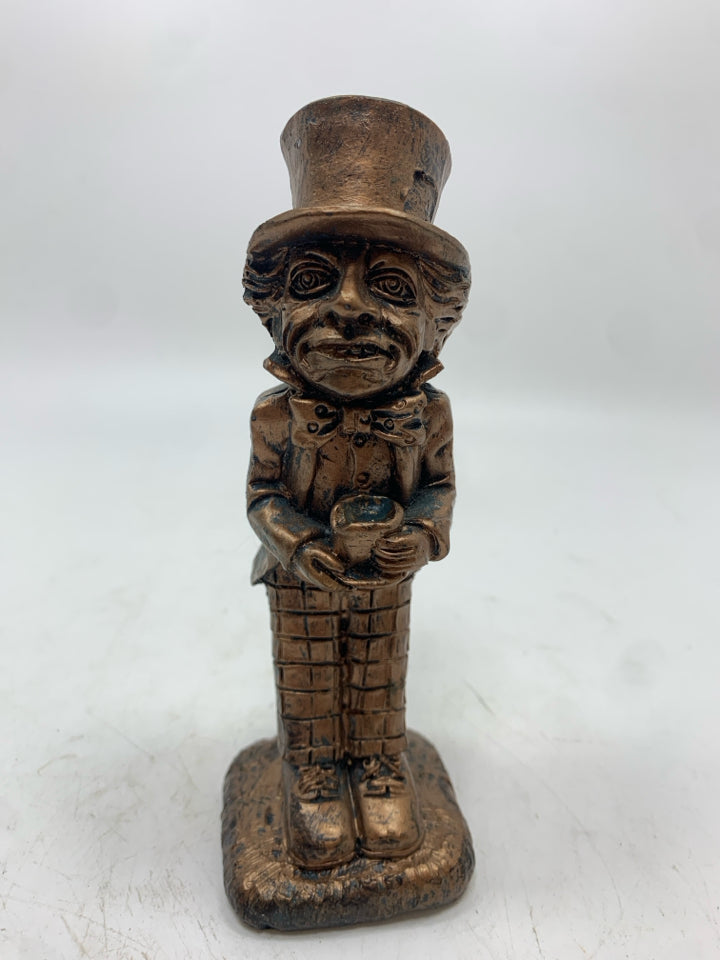 BRONZE PAINTED MAD HATTER FIGURE.