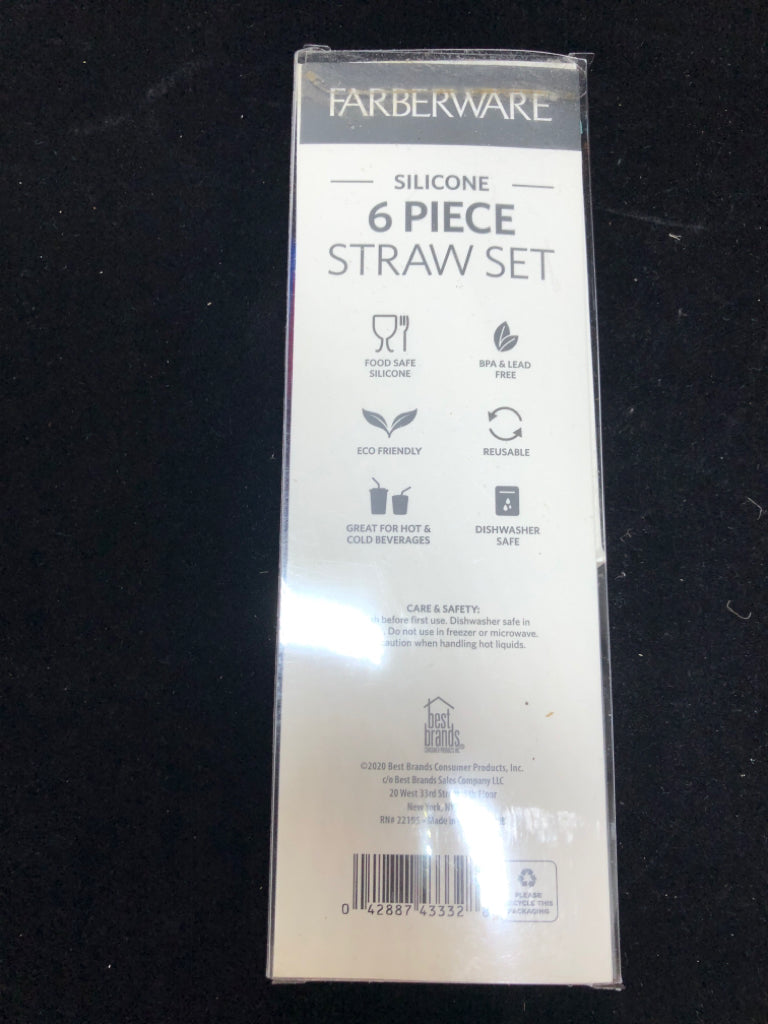 NIP 6 SILICONE FARBERWARE STRAW SET.