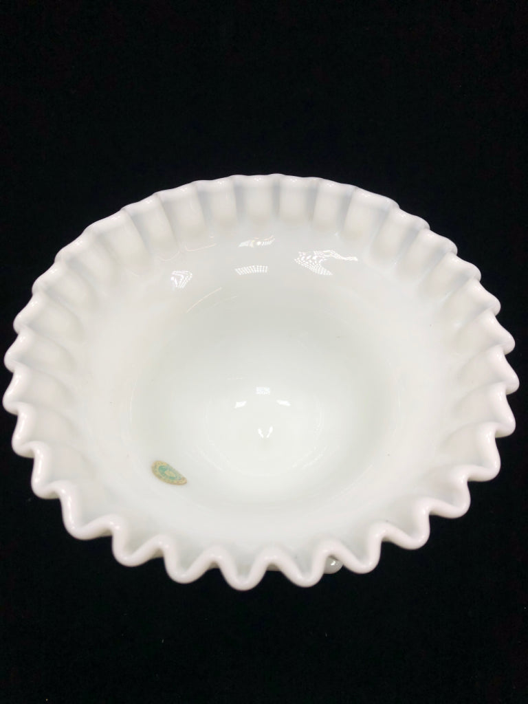VTG HOBNAIL MILK GLASS PEDESTAL BOWL.