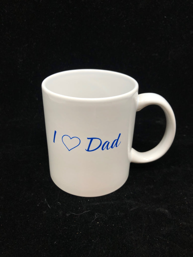 WHITE "I LOVE DAD" MUG.