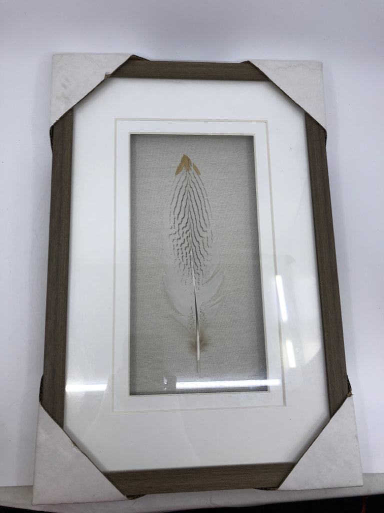 NIP FEATHER SHADOW BOX WALL ART.