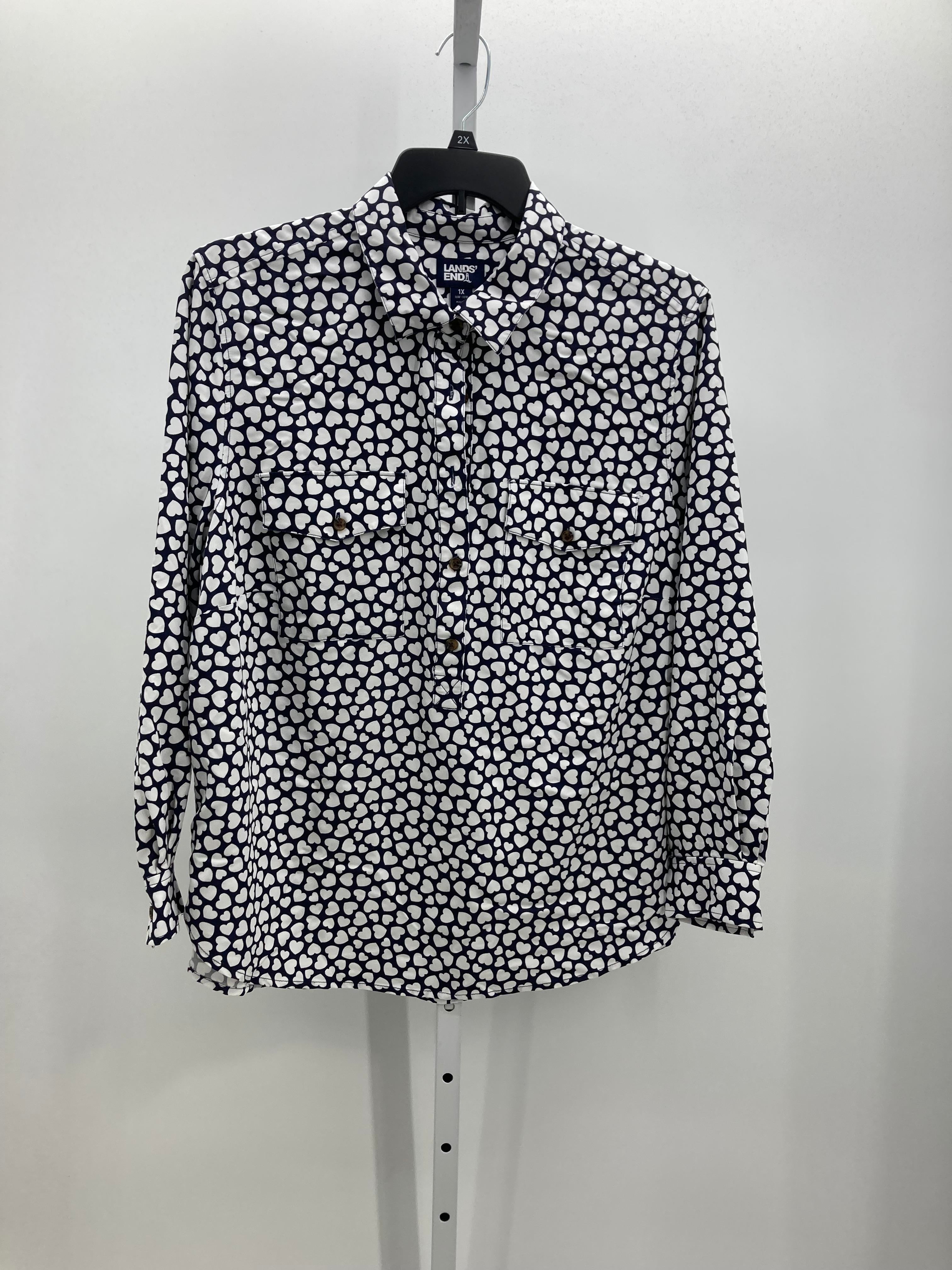 Lands End Size 1X Womens Long Sleeve Shirt