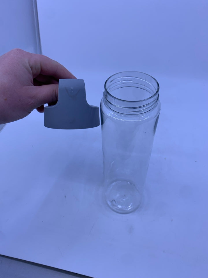 NEW CLEAR WATER BOTTLE W GREY TOP.