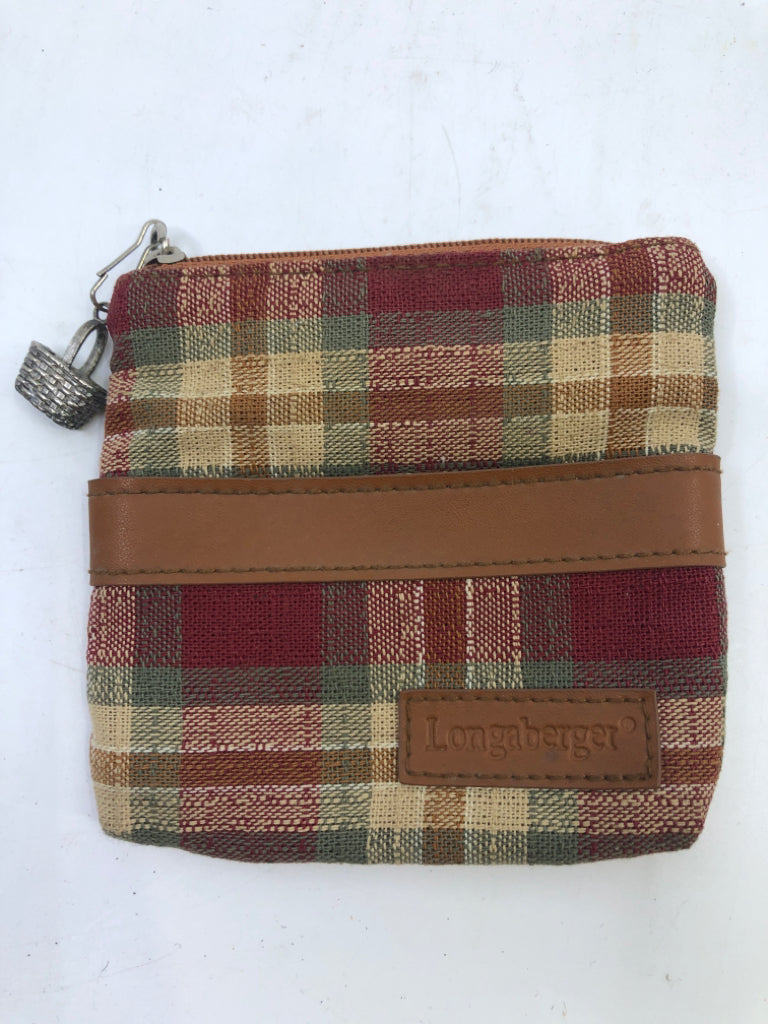 SMALL LONGABERGER PLAID COIN HOLDER W BASKET ZIPPER.