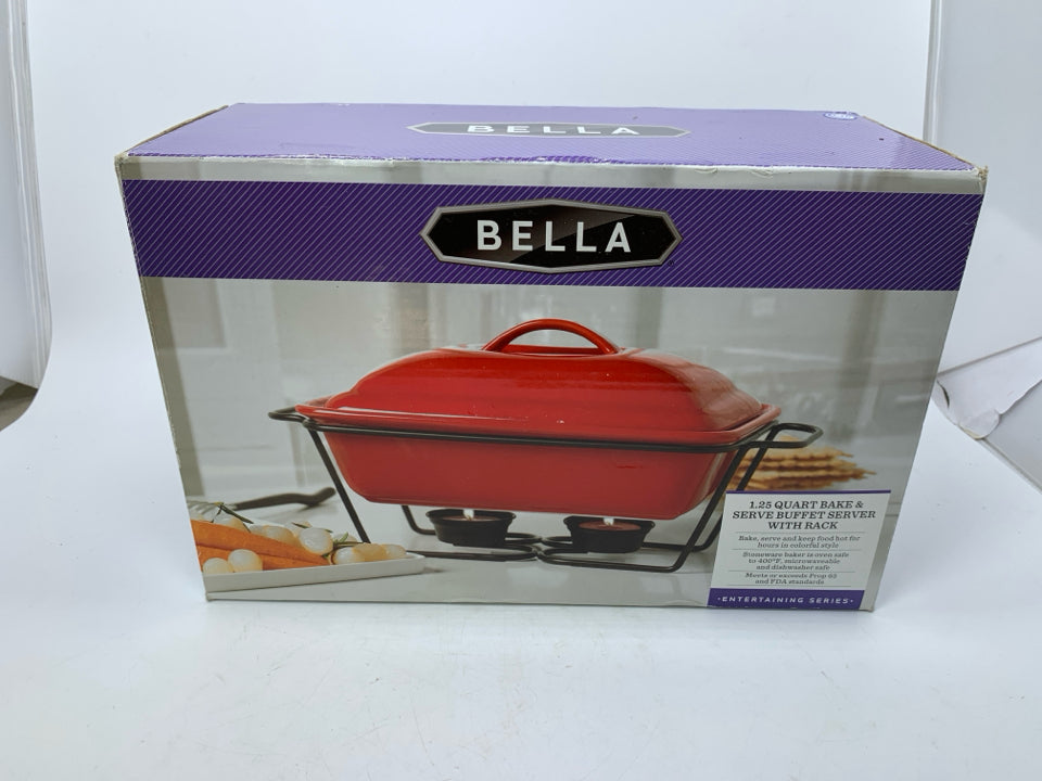 NIB BAKE & SERVE BUFFET SERVER W/ RACK.