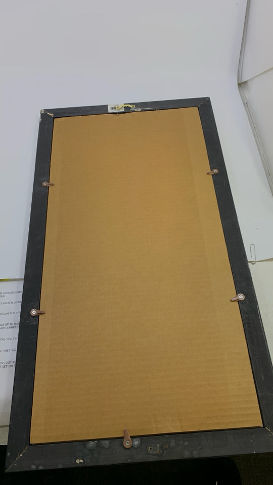 WATERCOLOR BIRDS ON LEAF BRANCH IN BLACK FRAME.